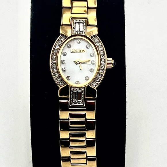 Croton Accessories - Croton Gold Tone Womens Bracelet Watch with Crystal Accents 6.5" New Battery